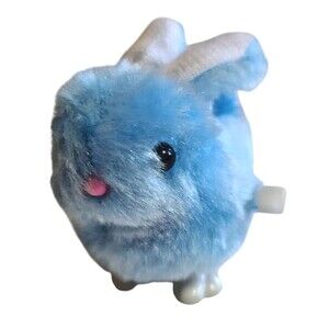 Vintage 90s Dan Dee Blue Plush Wind Up Hopping Easter Bunny Cute WORKS